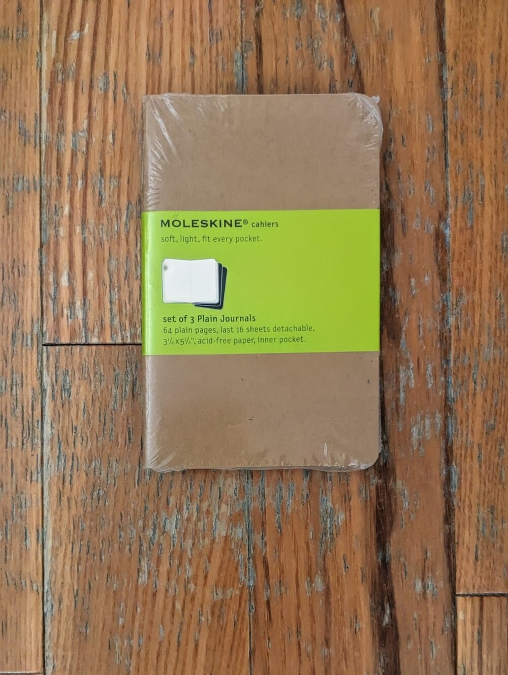 Moleskine Cahiers Set Of 3 Plain Journals 3.5" x 5.5" Tan Notebook Brand New
